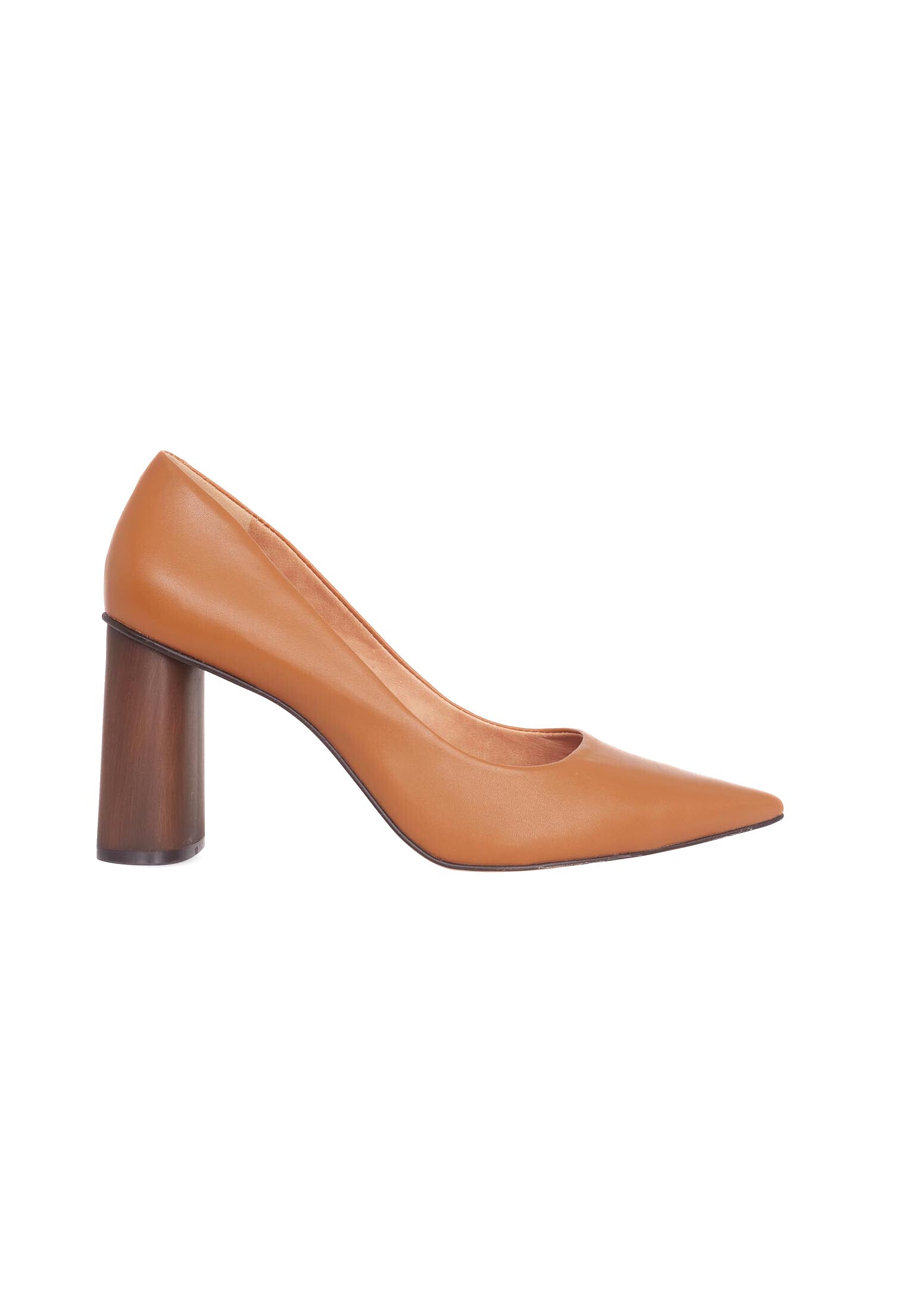 Brown pumps block heel best sale