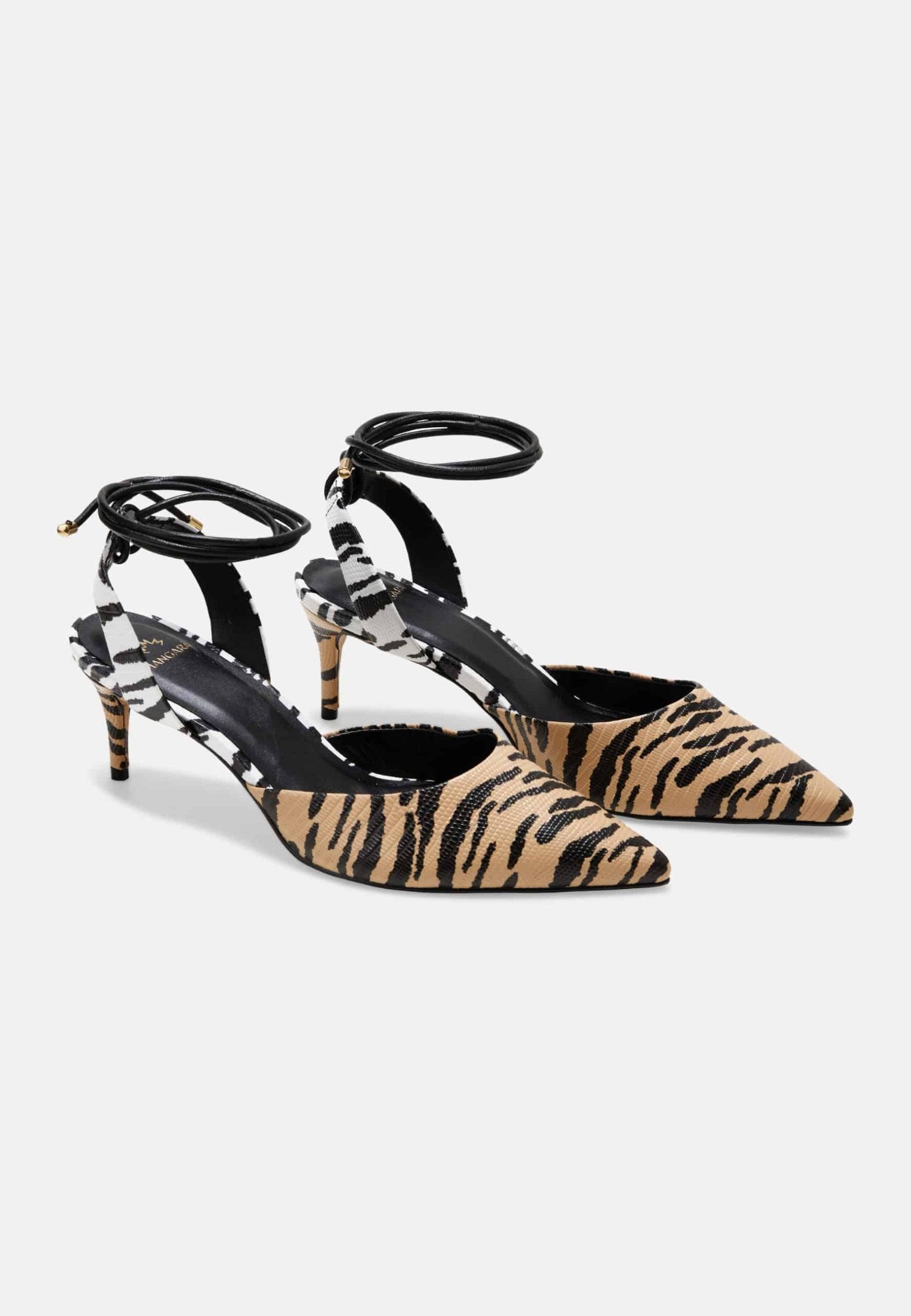 Mangará Jaborandi Women's Sandales Goat Leather - 6.5cm Heel - Animal Print - Tiger