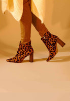 Mangará Women's Ankle Boots Sapucaia Goat Leather - 8.4cm Block Heel - Animal Print - Tiger